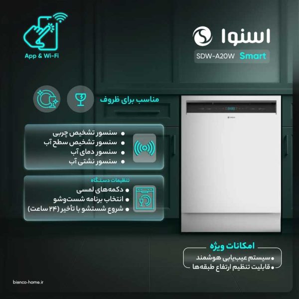 ماشین ظرفشویی ۱۴ نفره اسنوا مدل SDW-A20 - Image 2
